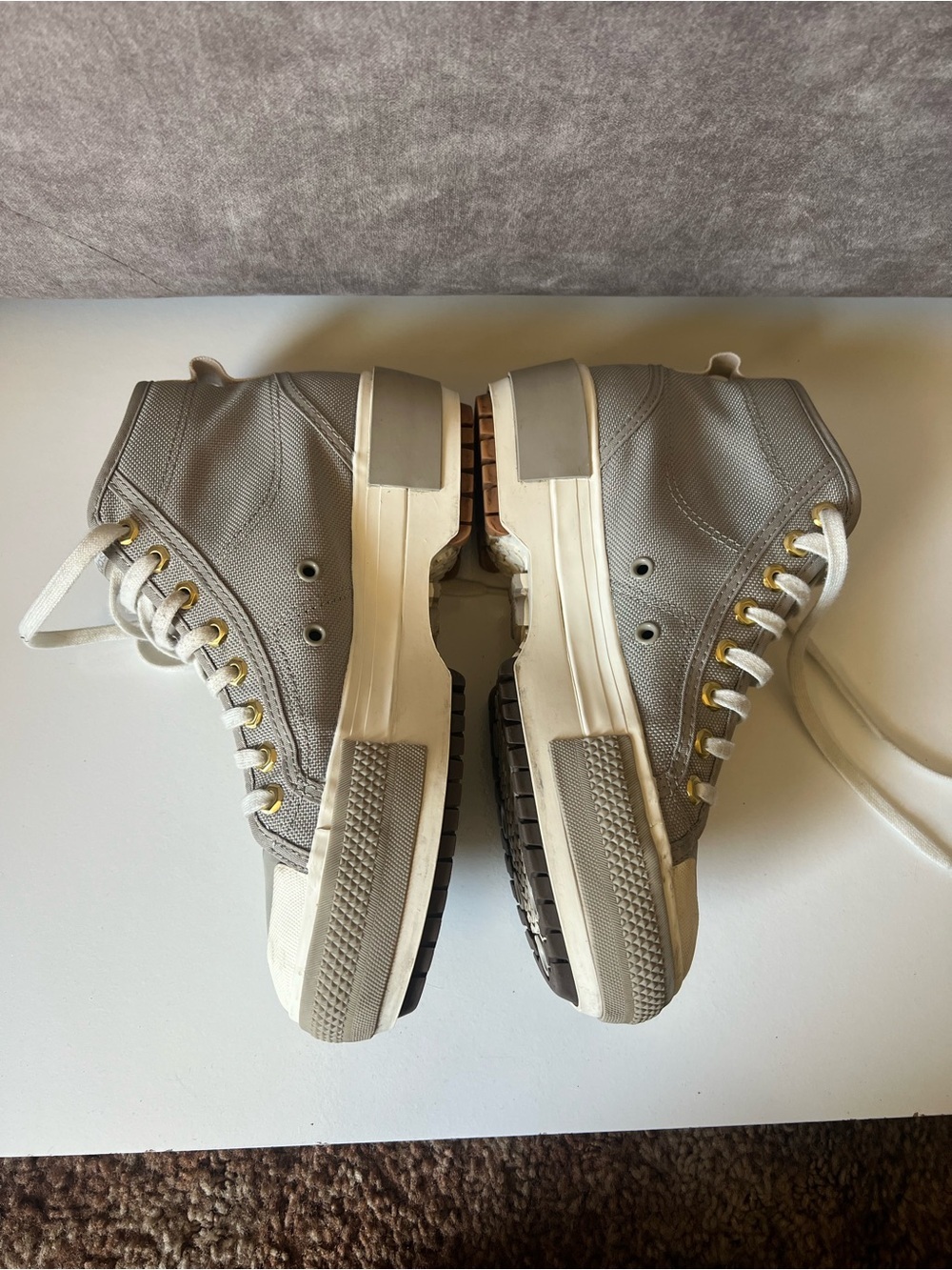 adidas Women's High-Top Sneakers in Light Gray and White - Picture 3 of 9